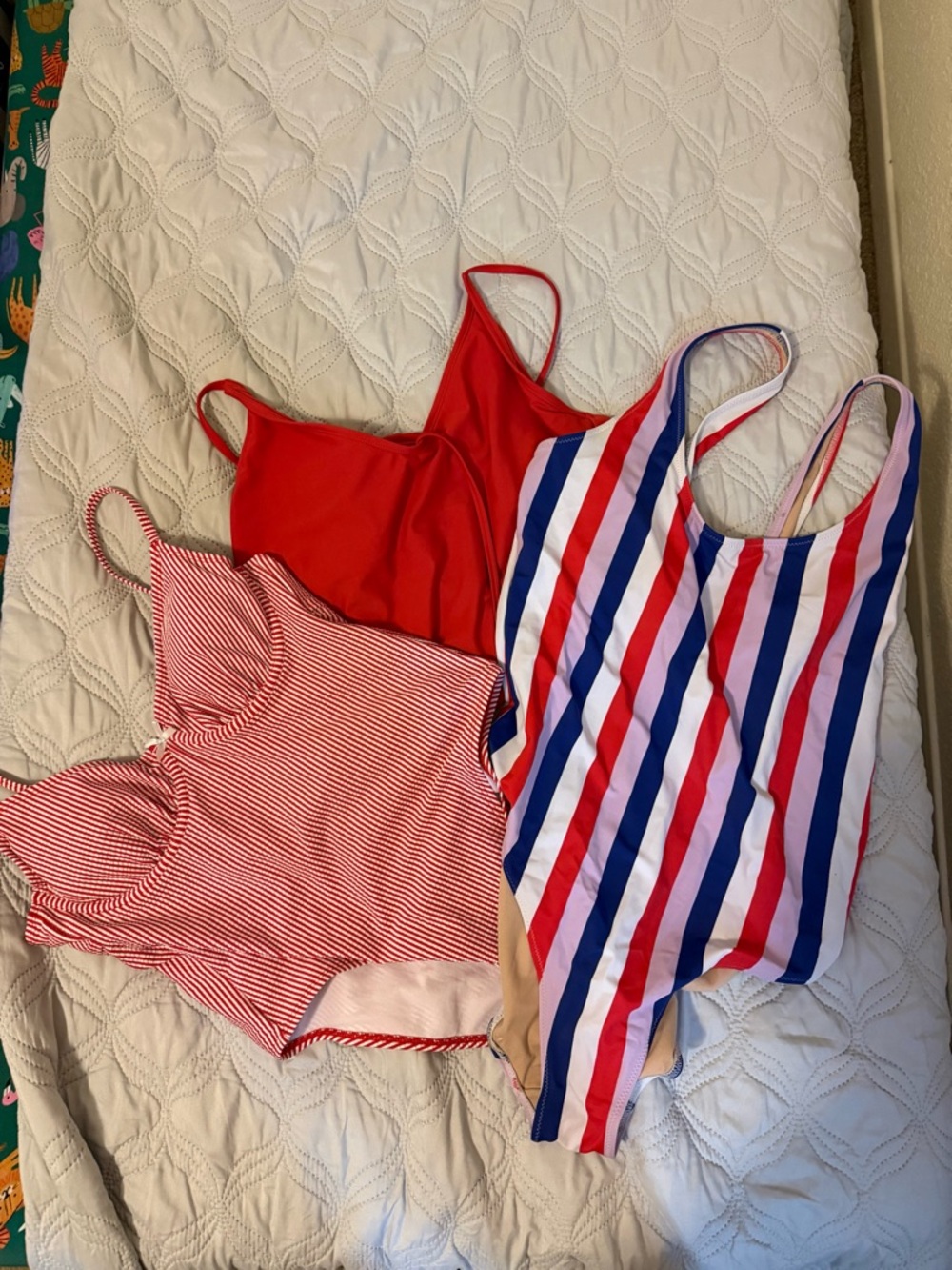Swim Bundle Size L/XL One Piece Swimsuits Red Striped